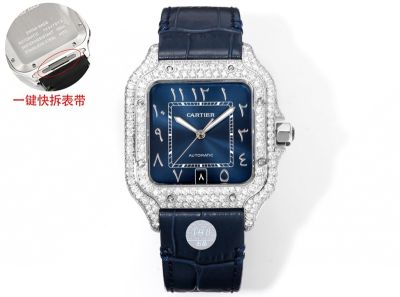 THB Factory Cartier Santos Middle East Version Tape Silver steel case with White diamonds diameter 39.8mm watch